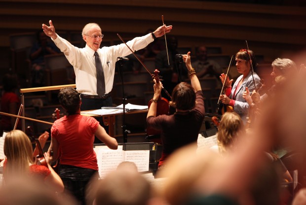 Ron Rockow rehearses with the Mormon Tabernacle Choir